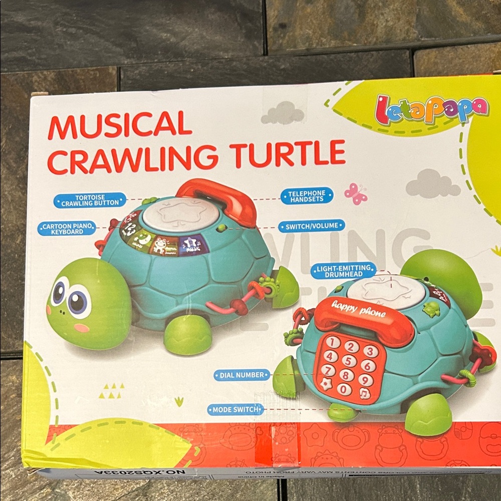 Musical Crawling Turtle Toy - Green and Red